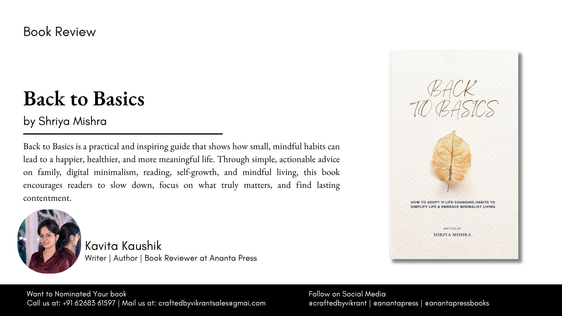 Book Review: Back to Basics – A Practical Guide to Living a Simpler, Happier, and More Meaningful Life by Shriya Mishra